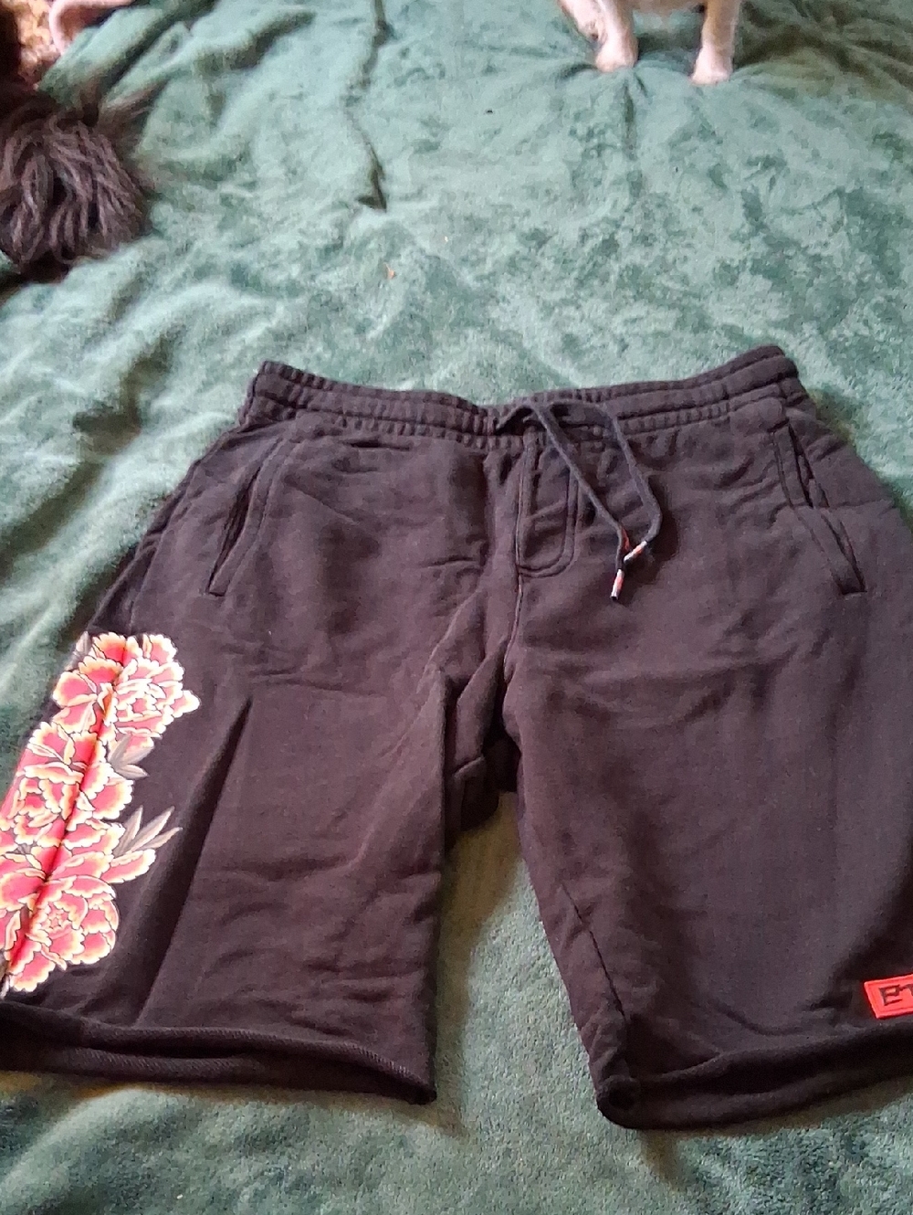ethika Black Men's Floral Accent Lounge Shorts
